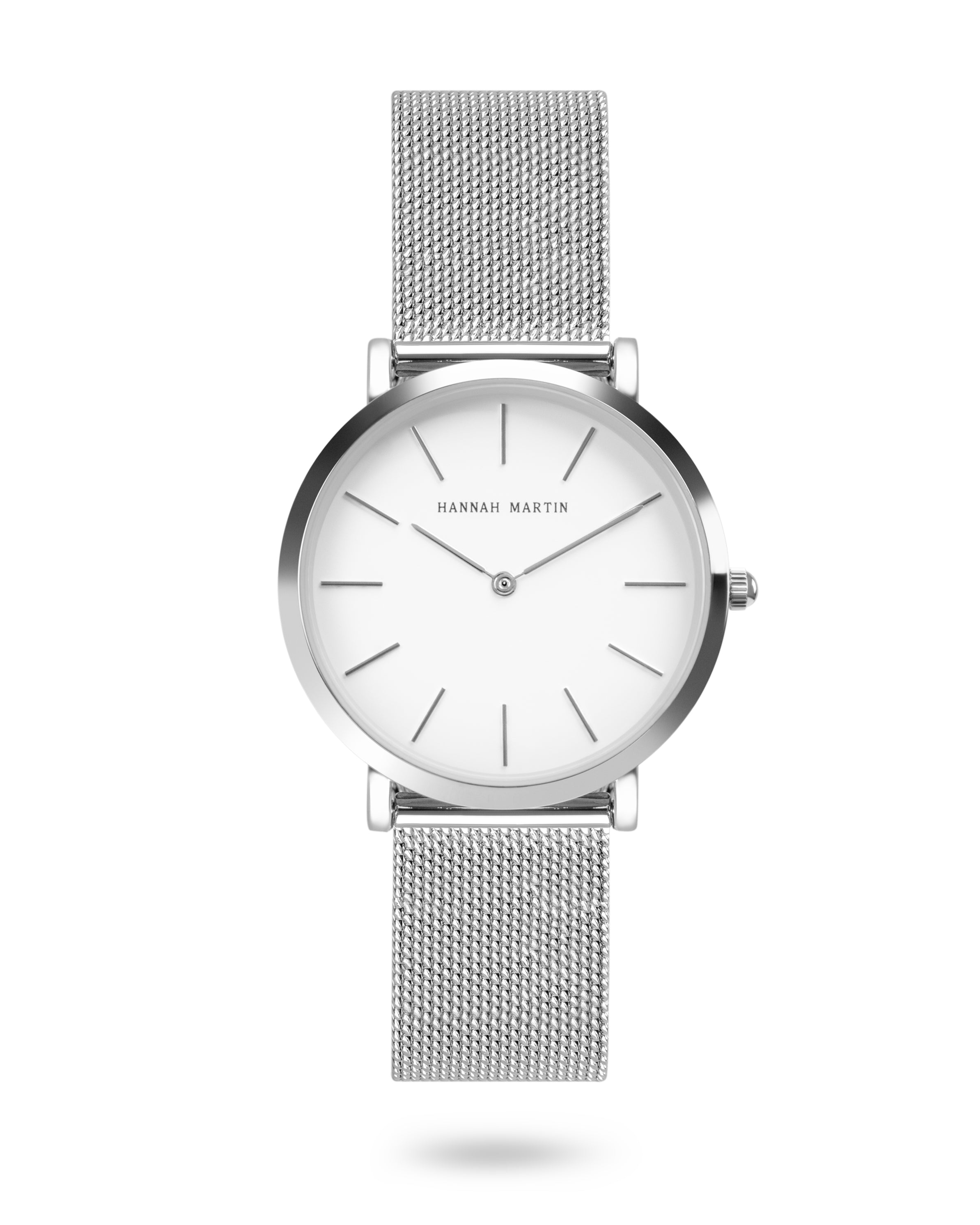 Celestial - Round Silver Watch with Mesh Band