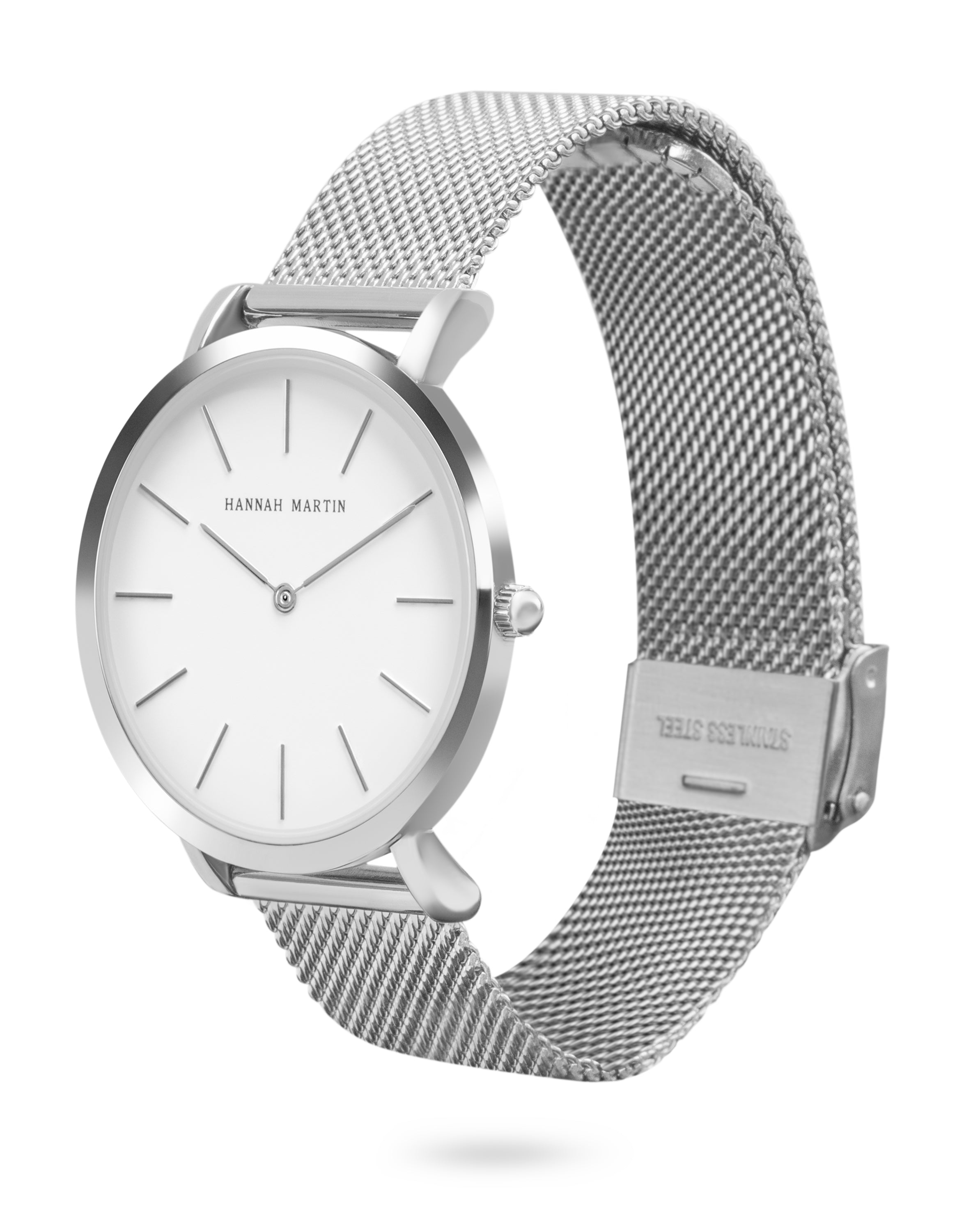 Celestial - Round Silver Watch with Mesh Band