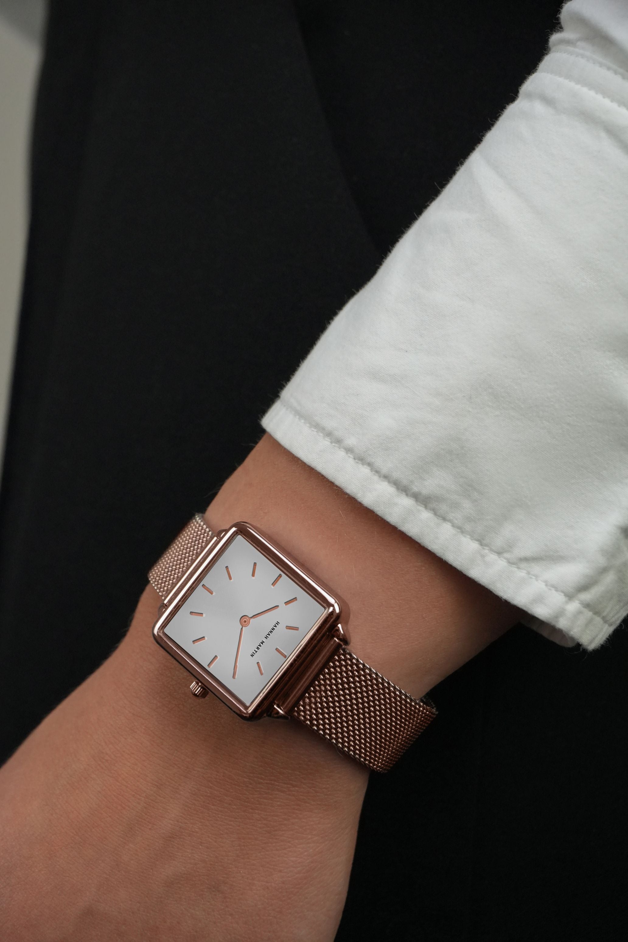 Blush - Vierkant Horloge Roségoud met Mesh Band