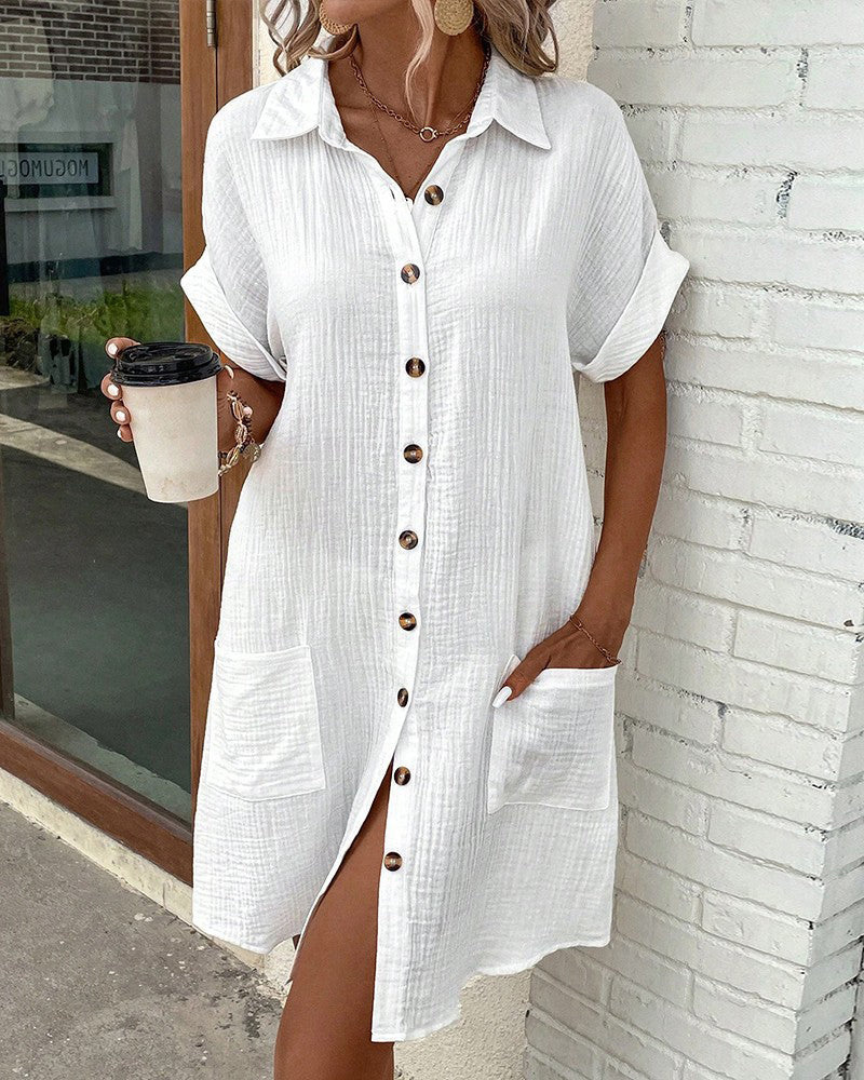 Emma Soft Linen Shirt Dress – Airy & Elegant