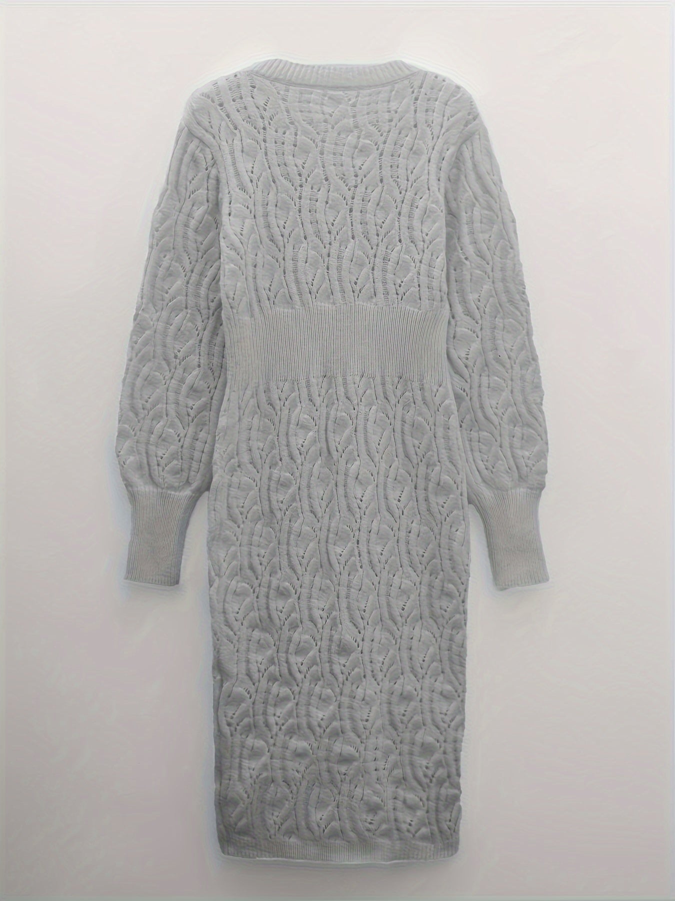 Mila - Elegant Cotton Midi Dress with V-Neck and Long Sleeves