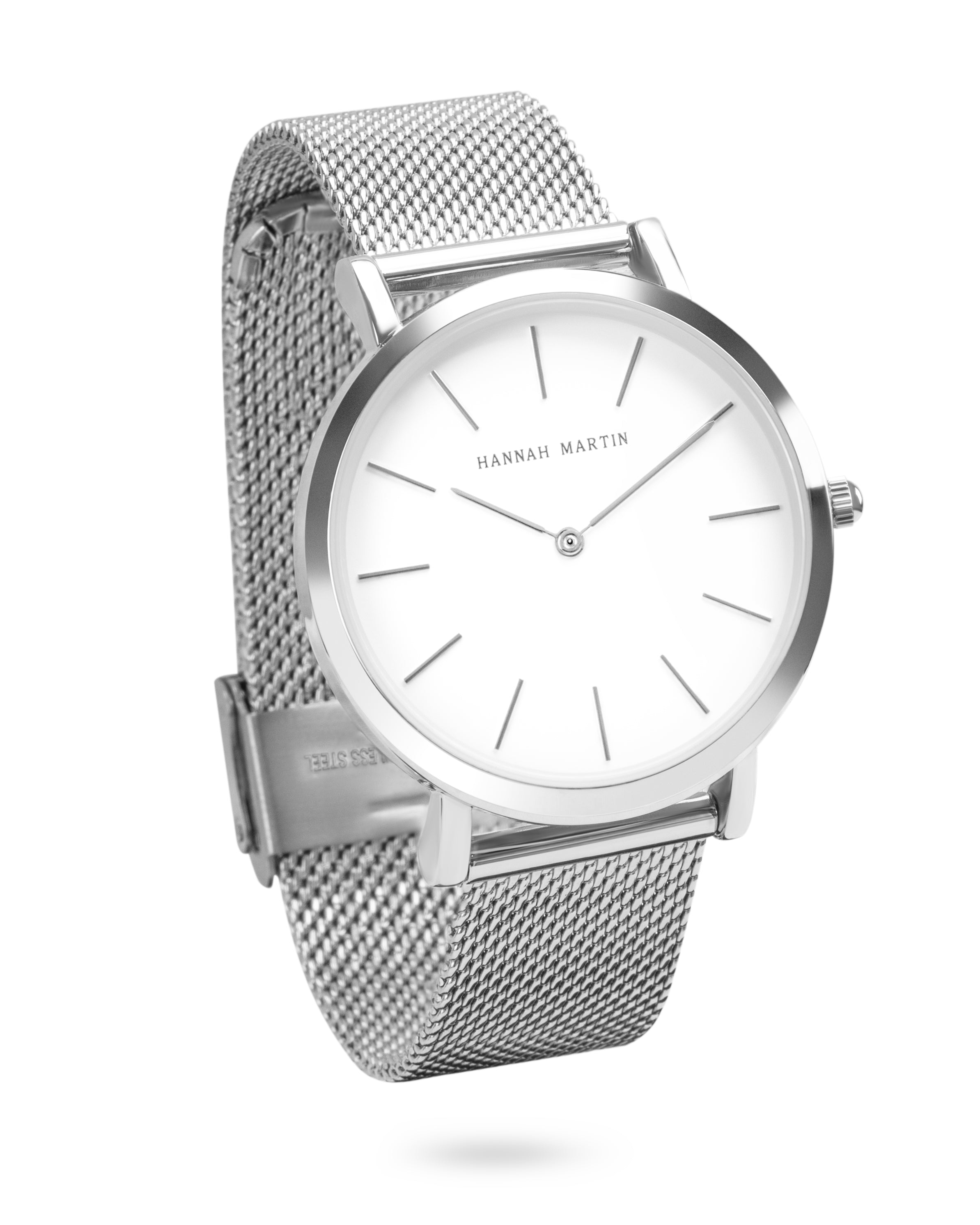 Celestial - Round Silver Watch with Mesh Band