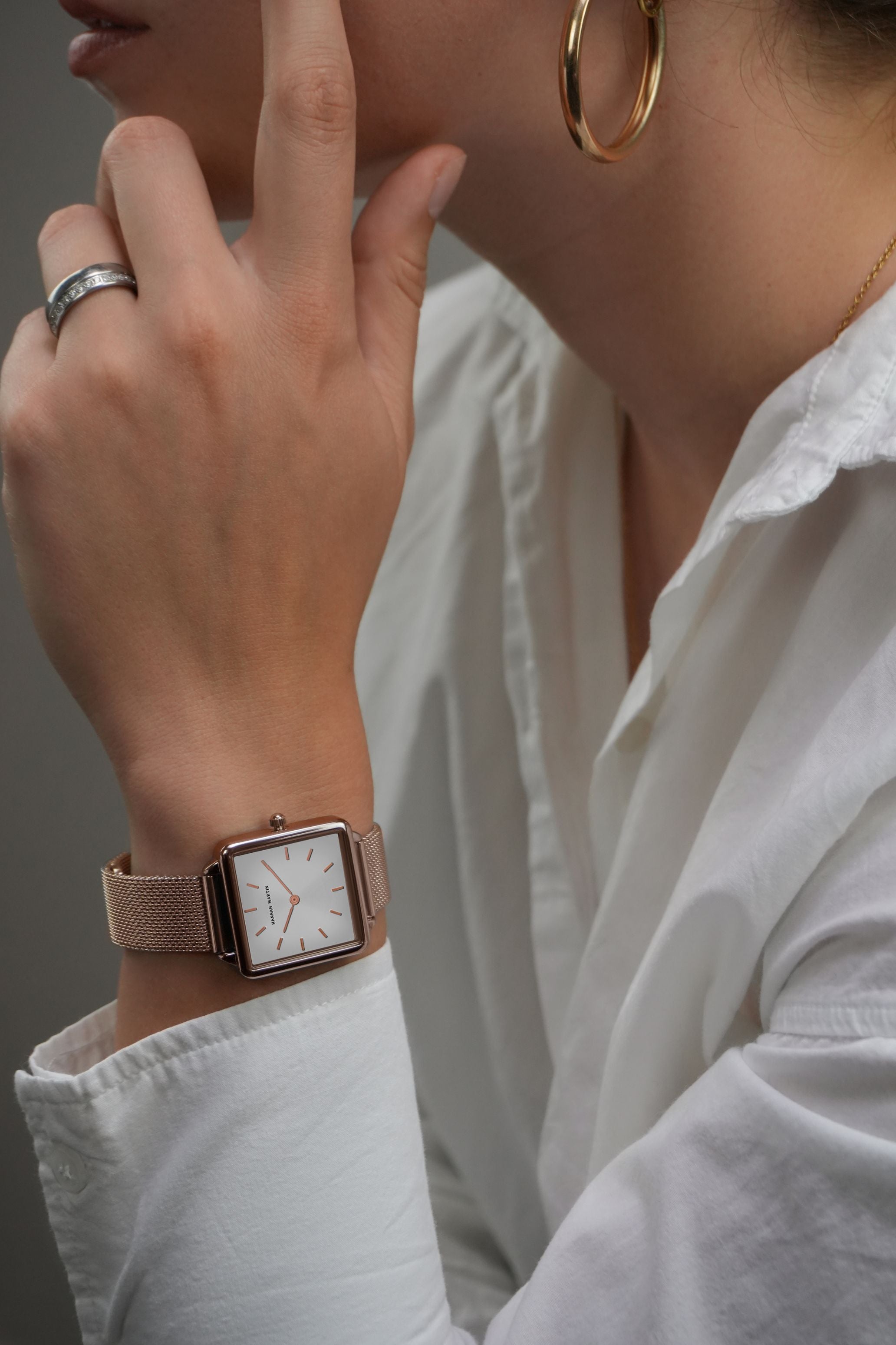 Blush - Square Watch Rose Gold with Mesh Band