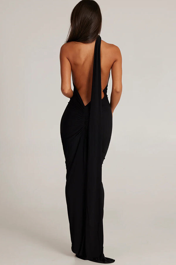 Emily Elegant Zachte Backless Maxi Jurk