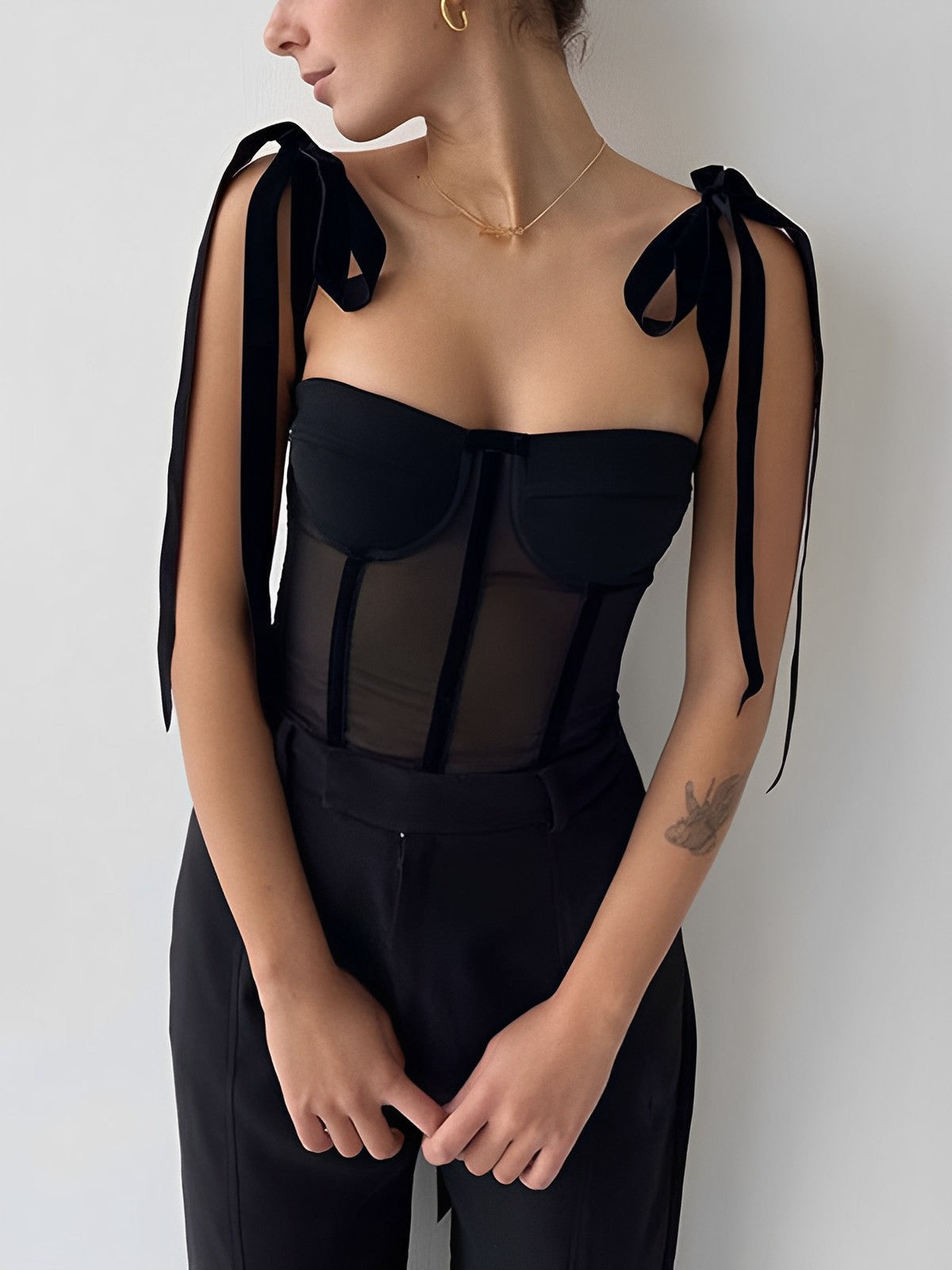 Isla Verfijnde Mesh Corset Top