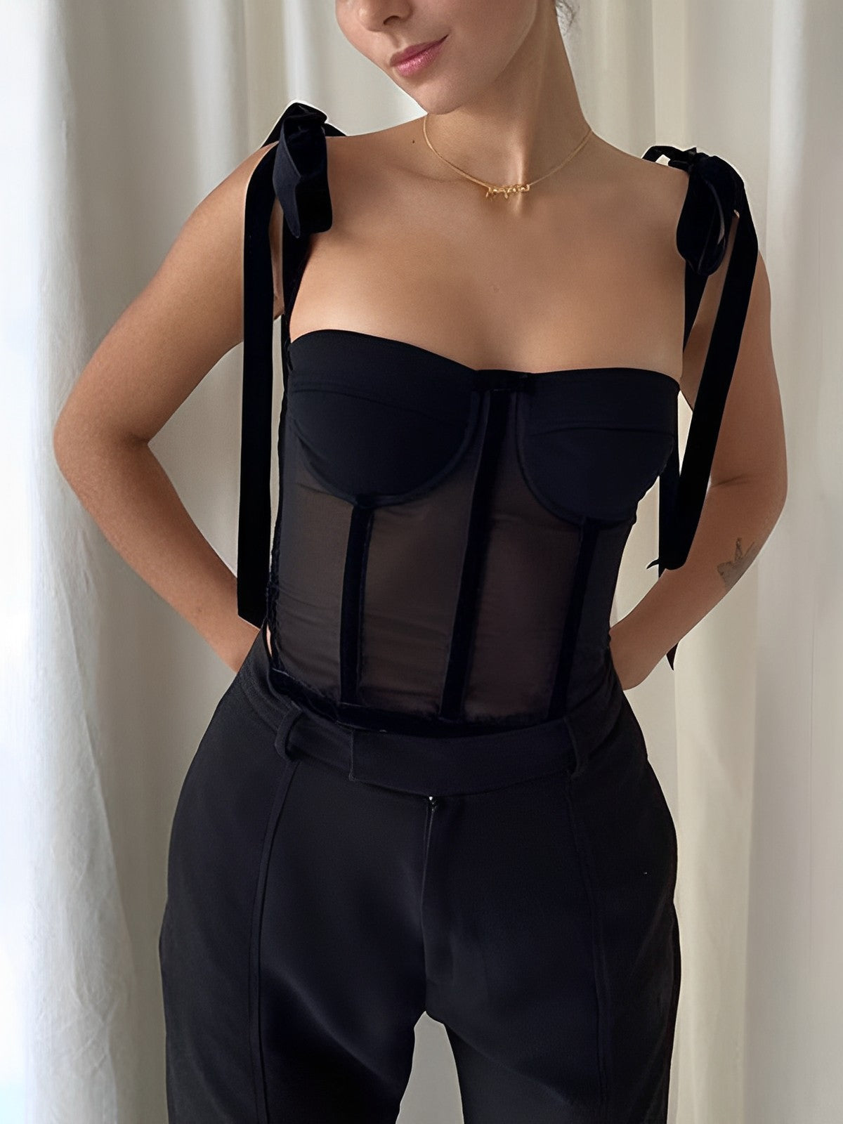 Isla Refined Mesh Corset Top