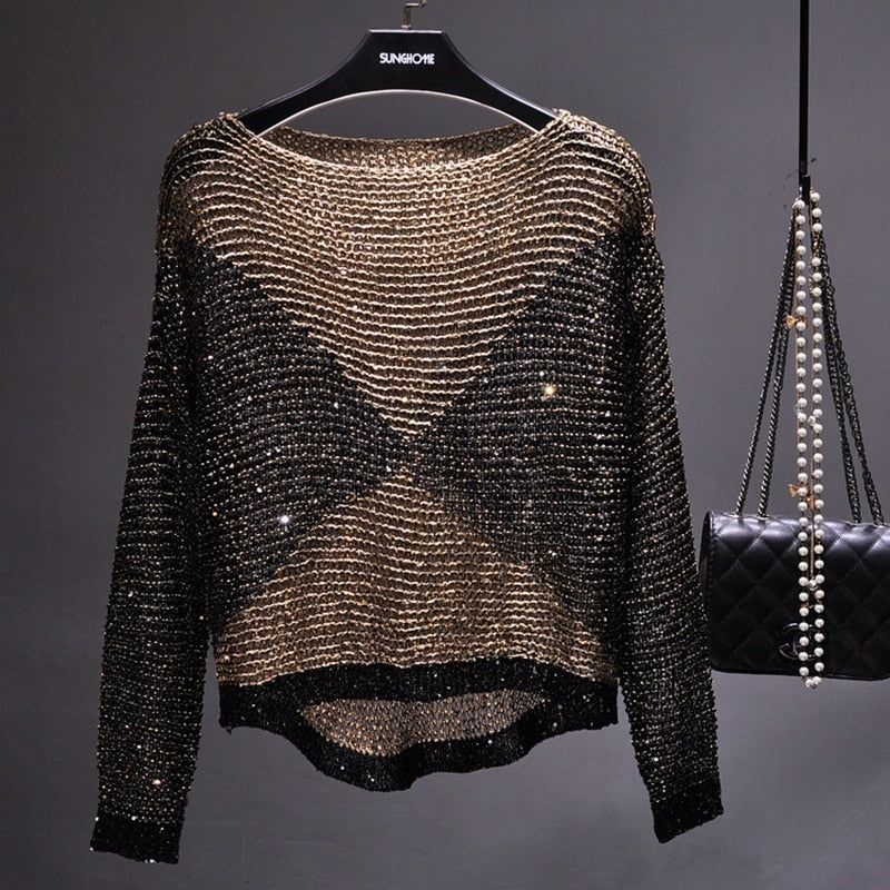 Olivia - Elegant Long Sleeve Top with Sequin Design