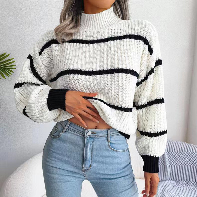 Aurora Comfortable Knitted Sweater - Striped Design