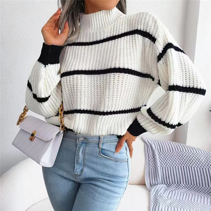 Aurora Comfortable Knitted Sweater - Striped Design