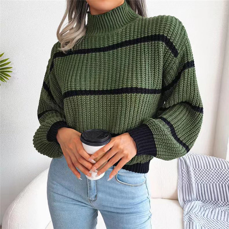 Aurora Comfortable Knitted Sweater - Striped Design