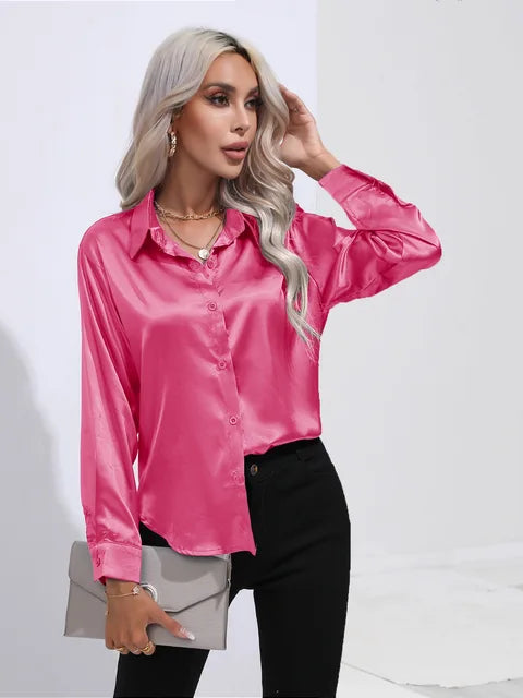 Leah | Elegante Satijnen Blouse voor een Luxe Look