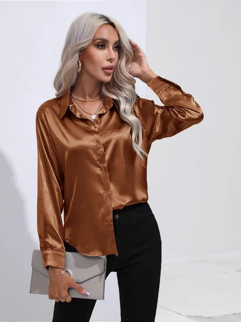 Leah | Elegante Satijnen Blouse voor een Luxe Look