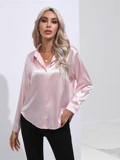 Leah | Elegante Satijnen Blouse voor een Luxe Look