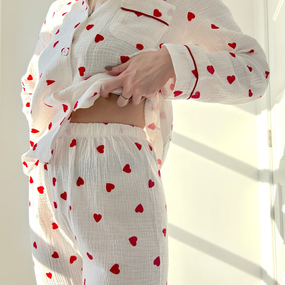 Maud Luxe Ladies Loungewear Set with Heart Pattern