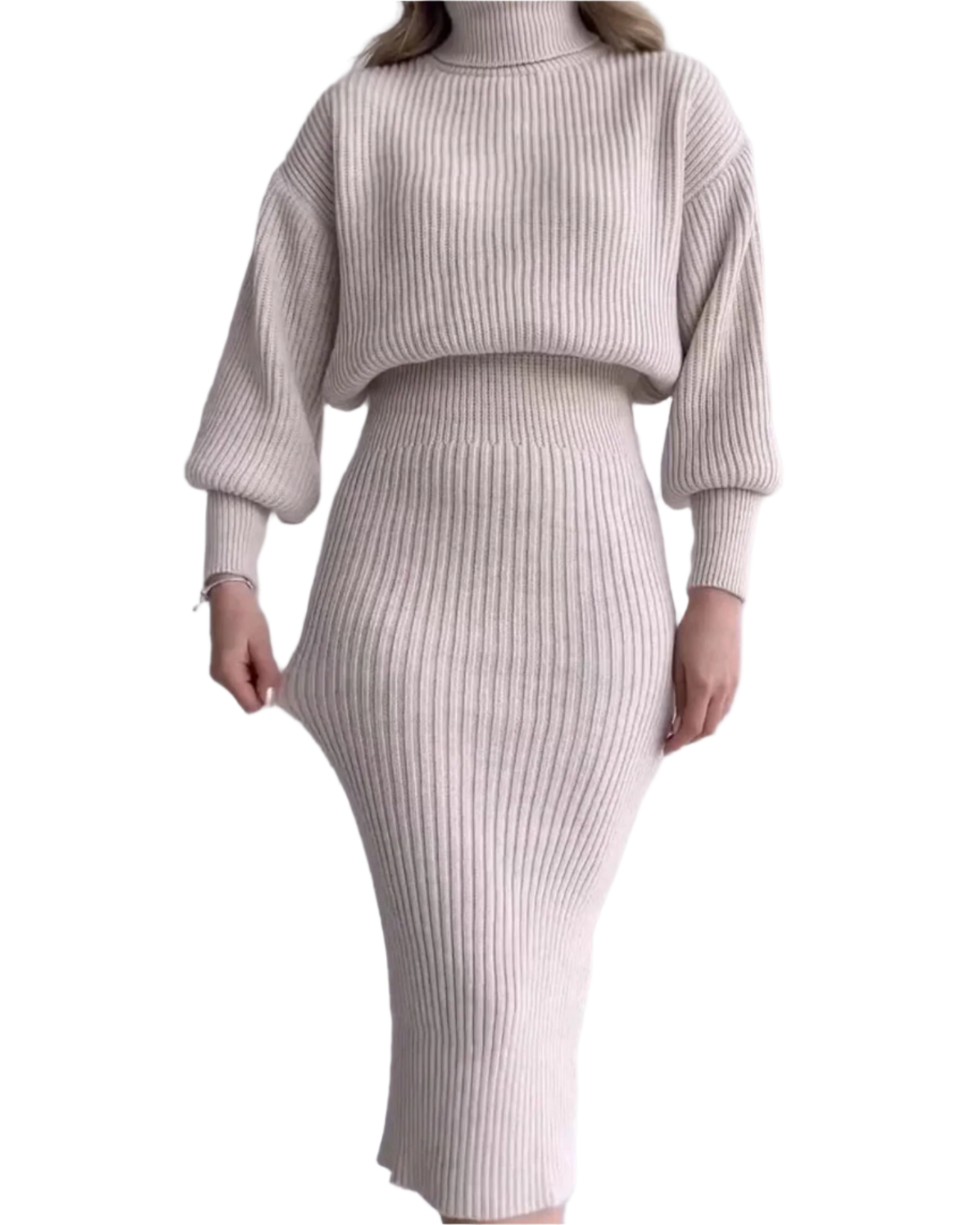 Cleo - Ribbed Sweater Dress - Elegant Chic - Tailored Fit