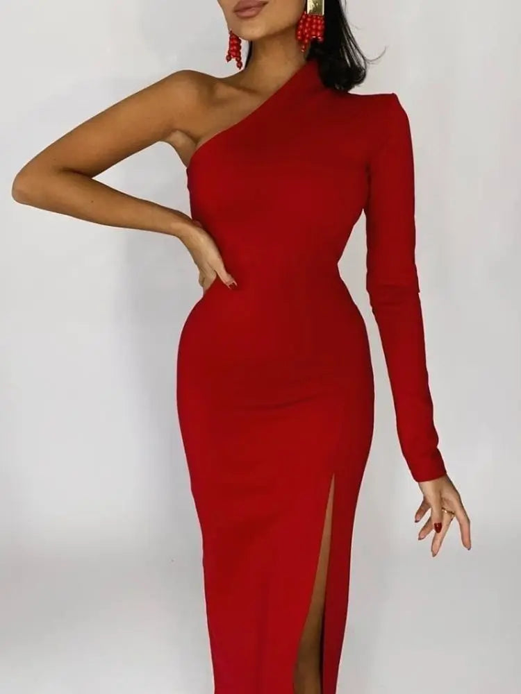 Sasha | Elegant One-Shoulder Dress with Side Split