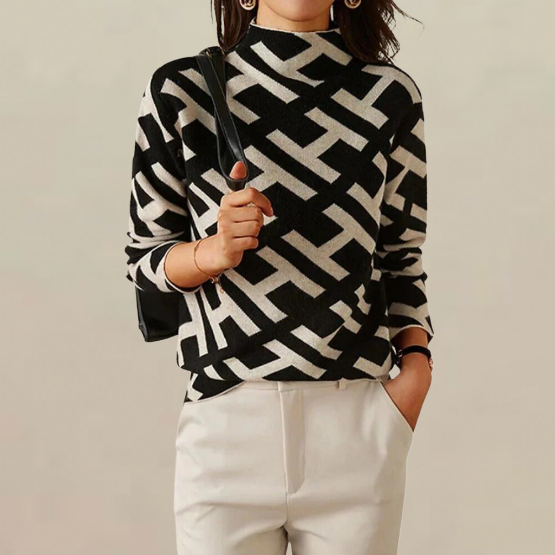 Mila Luxe Knitted Sweater with Woven Pattern