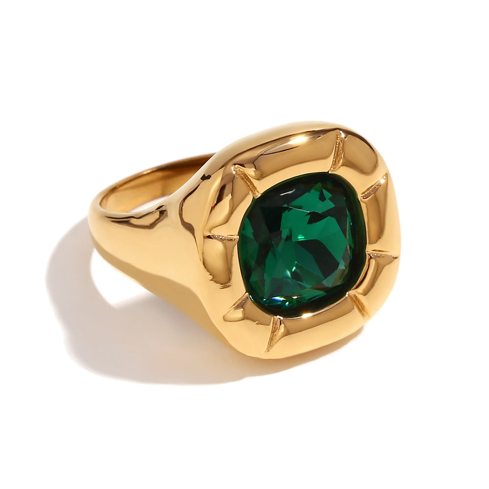 18K Goud Vergulde Ring met Vierkante Zircon Inleg