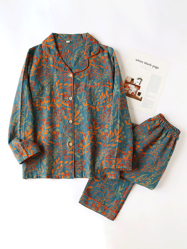 Luna Elegant Floral Print Pajama Set