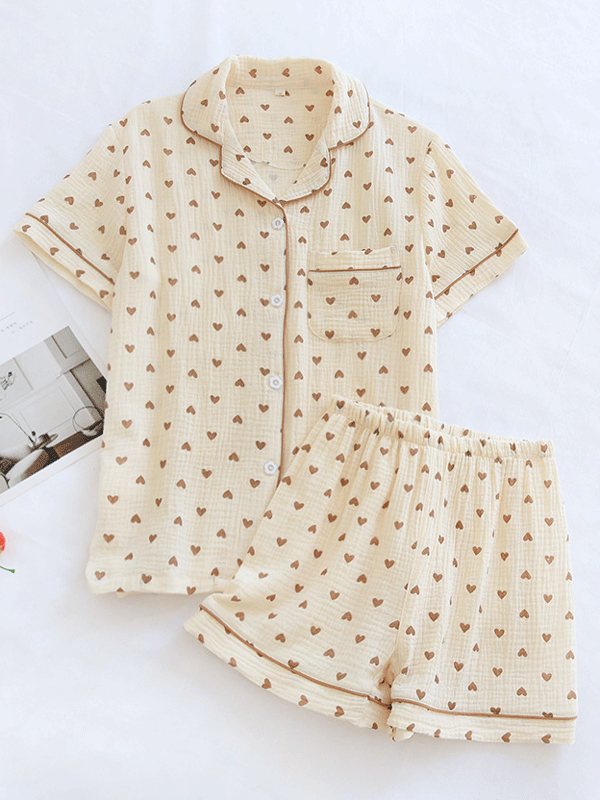 Eva Luxe Katoenen Pyjama Set (Korte Mouwen)