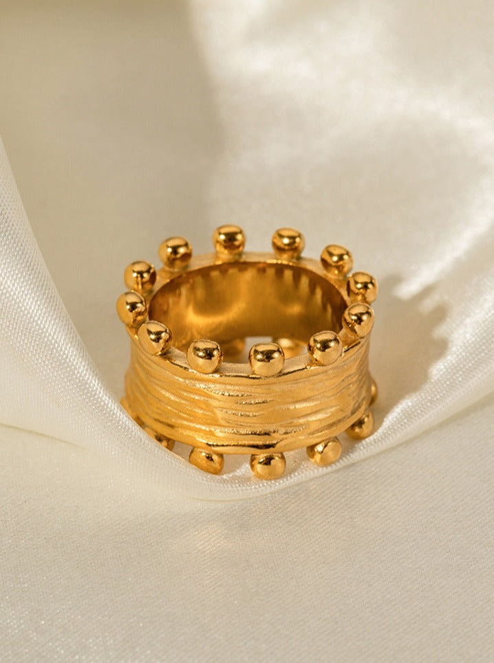 18k Gold Plated Crown Ring – Does Not Fade