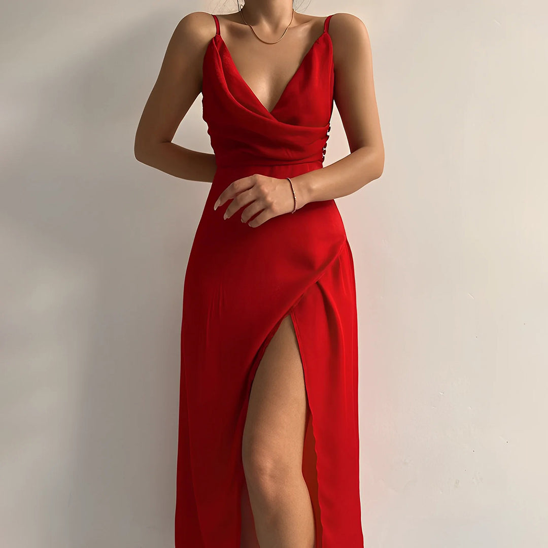 Amara - Elegante Vloeiende Maxi Jurk met Tijdloze Details