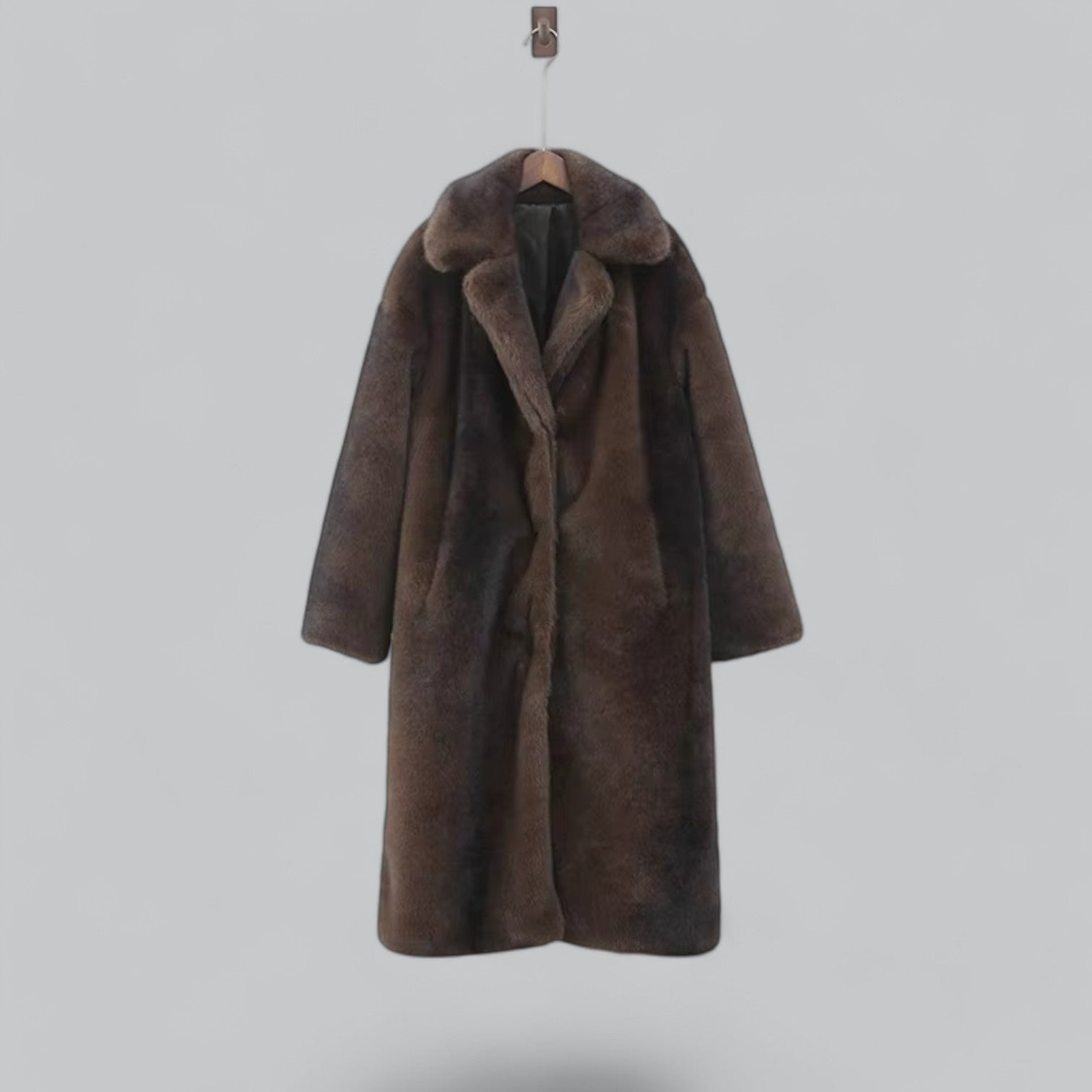 Celeste - Elegant Long Faux Fur Trench Coat