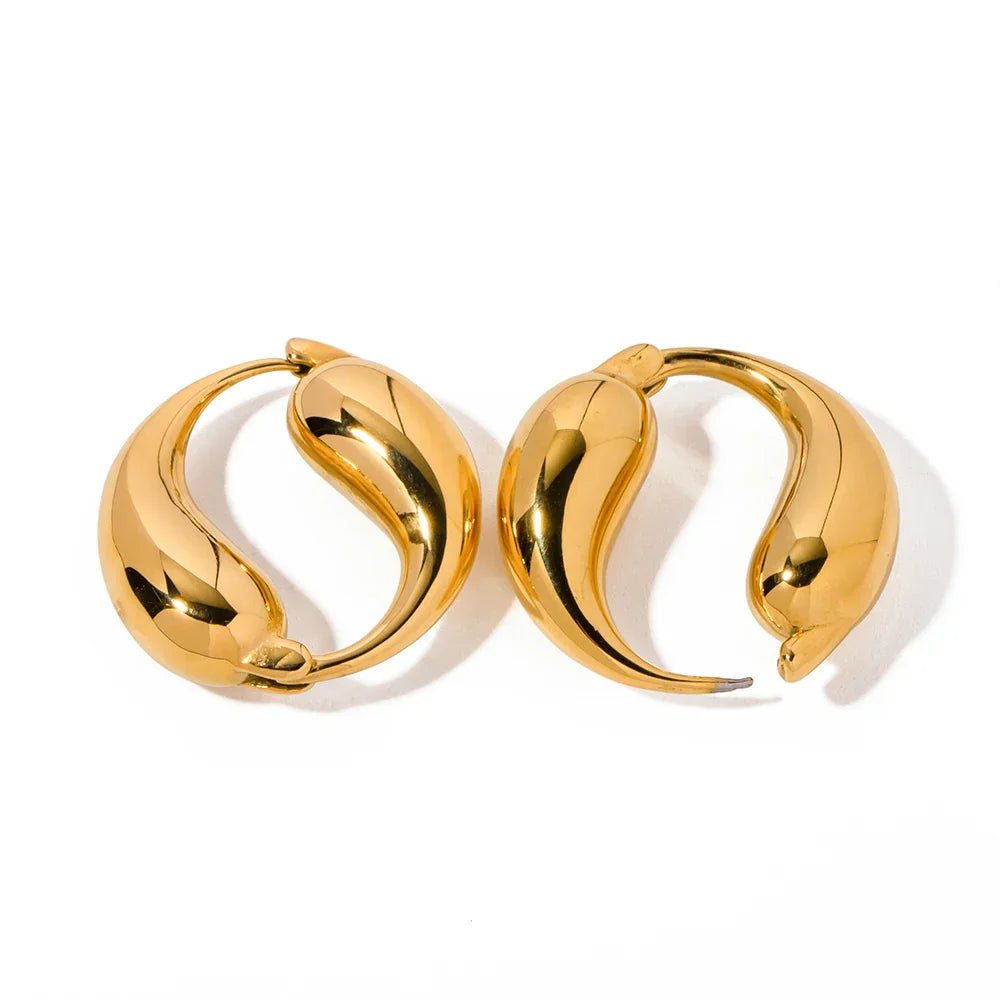 Golden Wave Hoops Oorbellen