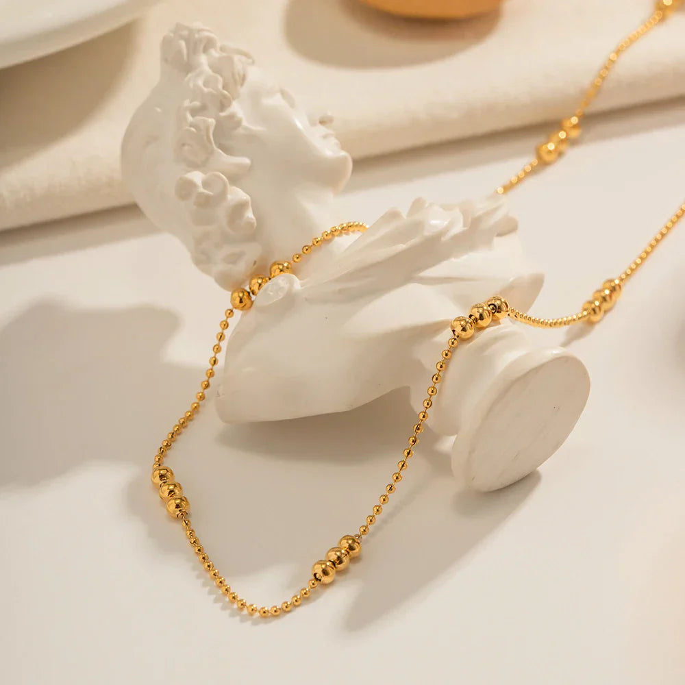 Eira Fine Beaded Necklace - Gold