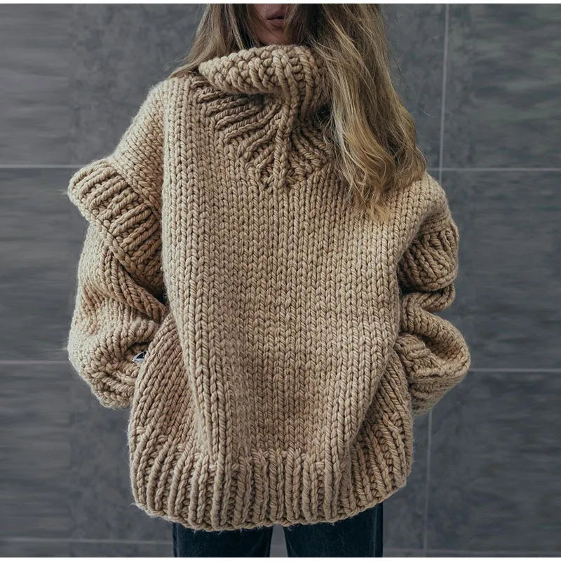 Fleur Comfortable Knitted Turtleneck Sweater with Wide Sleeves