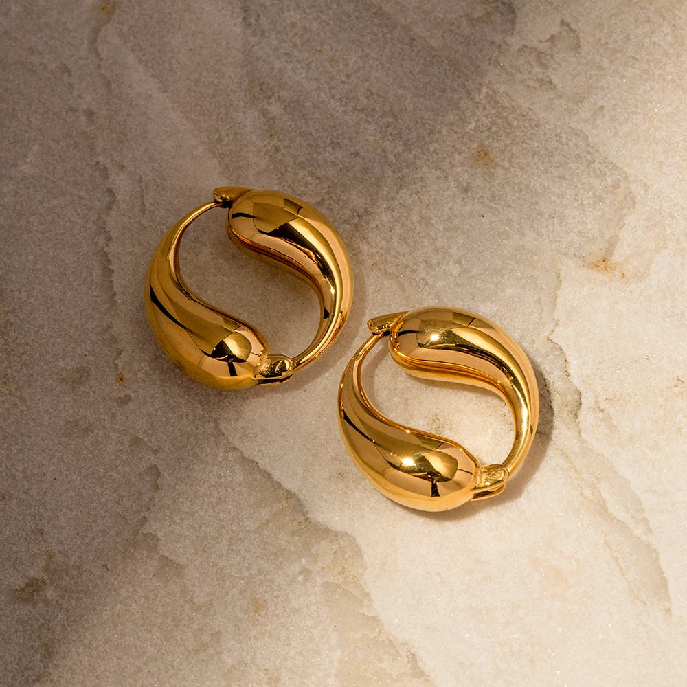 Golden Wave Hoops Oorbellen