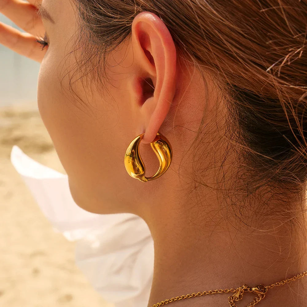 Golden Wave Hoops Oorbellen