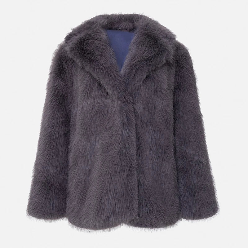 Yara Luxe Ladies Faux Fur Coat with Batwing Sleeves and Vintage Details