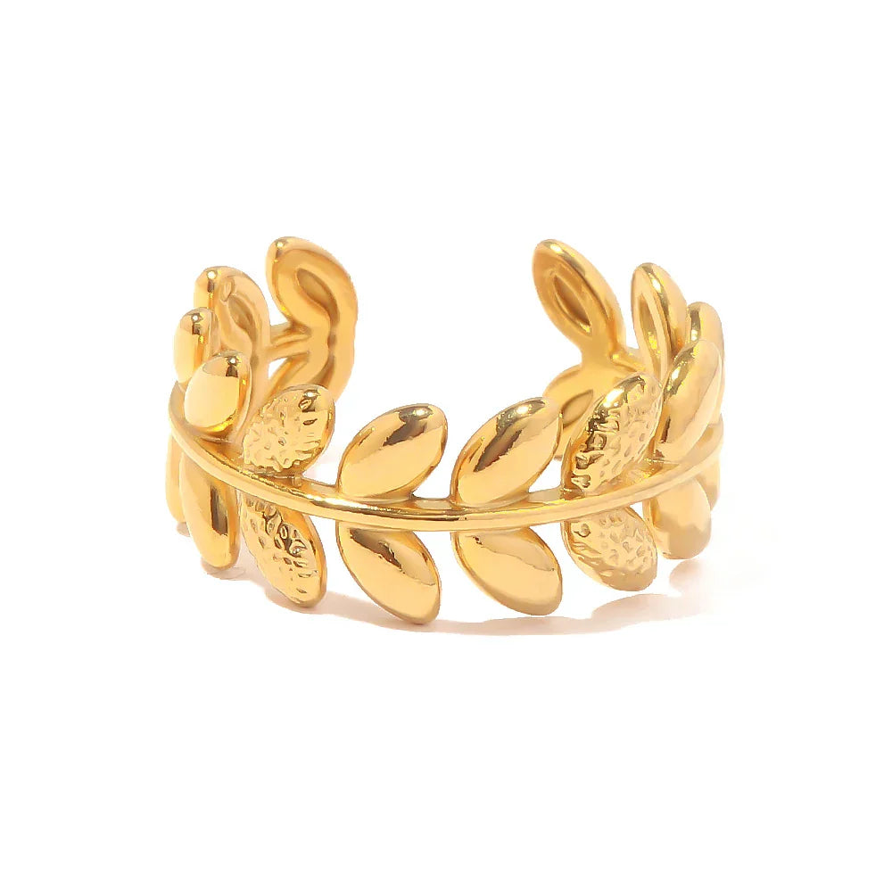 Laurel Blad Manchet Ring - Goud