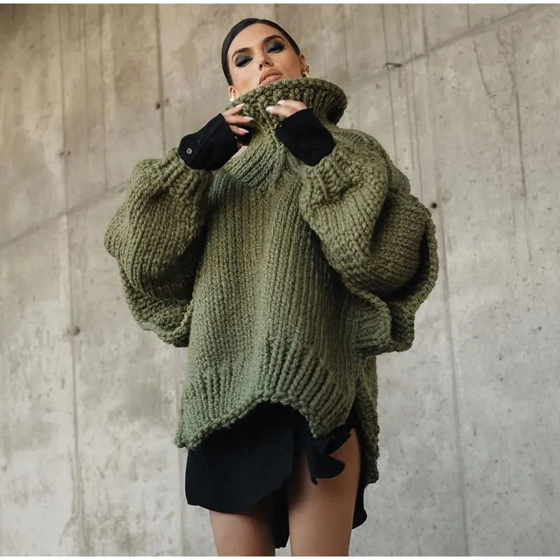 Fleur Comfortable Knitted Turtleneck Sweater with Wide Sleeves