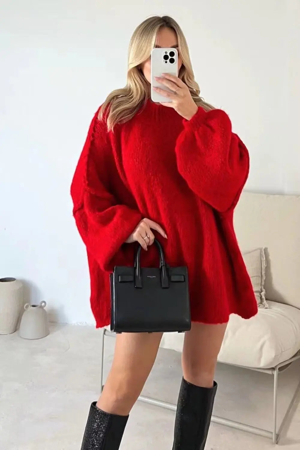 Julia Luxe Knitted Sweater with Wide Sleeves