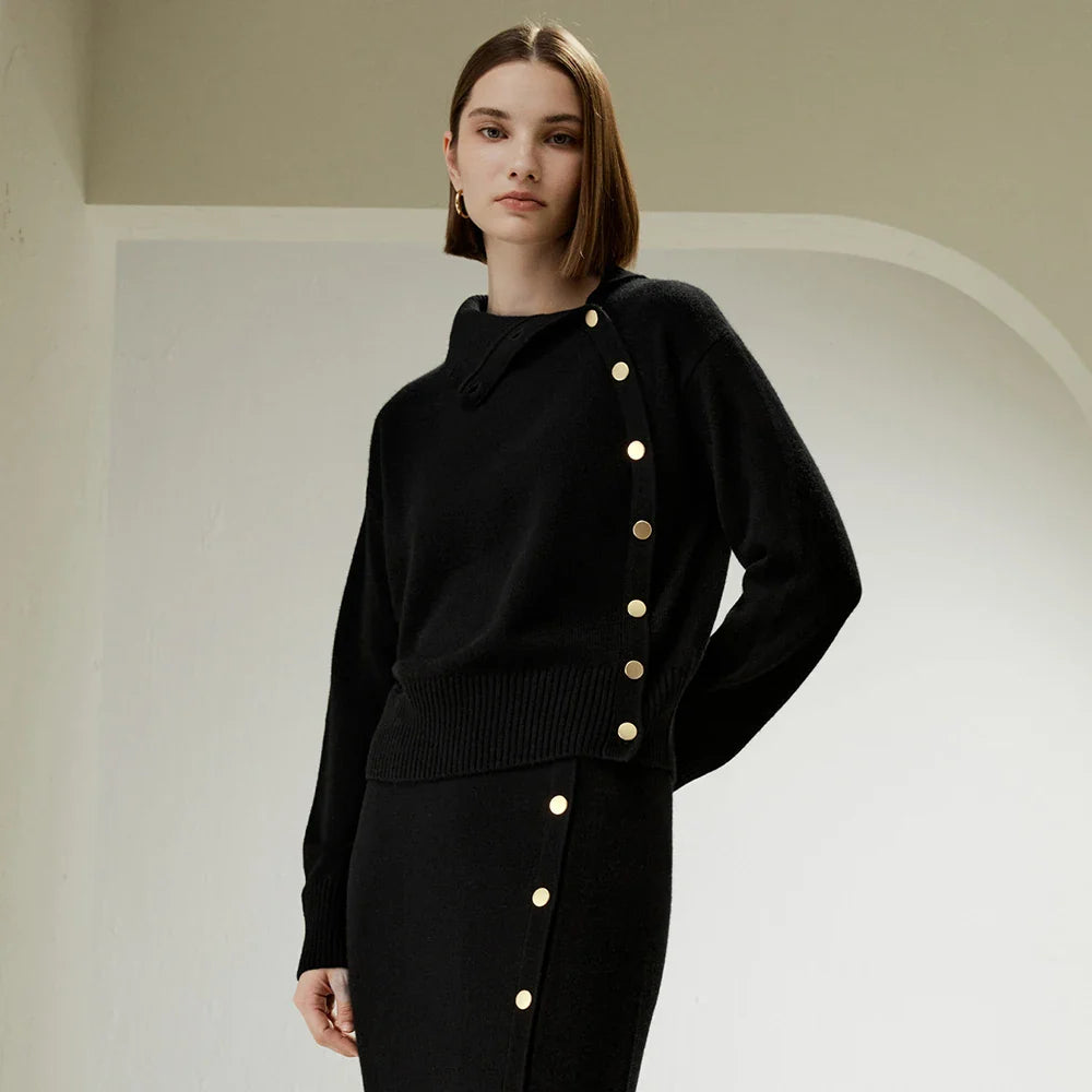 Aislin Asymmetrical Button Sweater