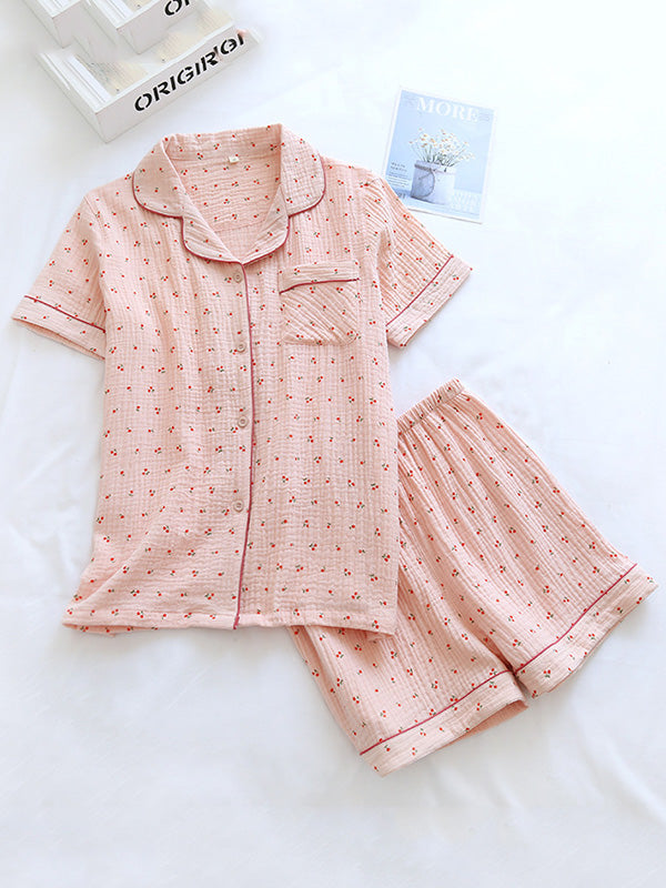 Lotte Cherry Print Cotton Pajama Set