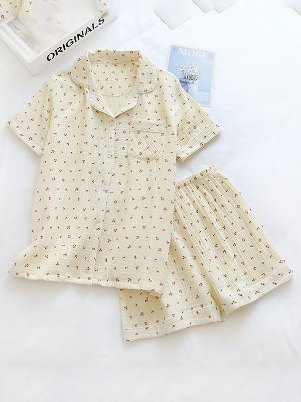 Lotte Cherry Print Cotton Pajama Set