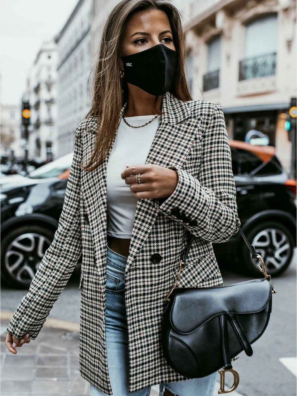 Clara - Luxe Checked Blazer with Elegant Details