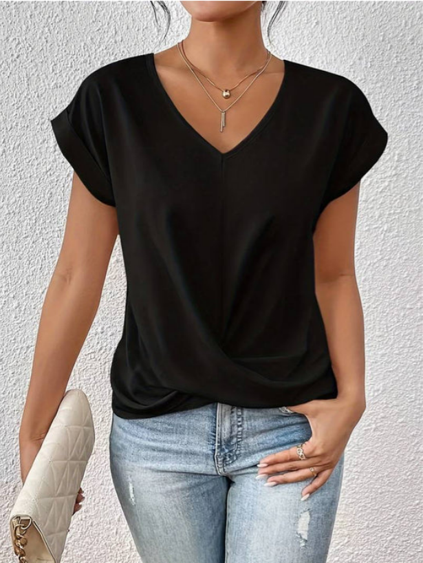 Isla - Zachte Draped V-hals Blouse