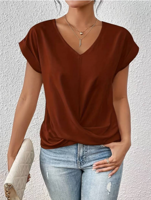 Isla - Zachte Draped V-hals Blouse