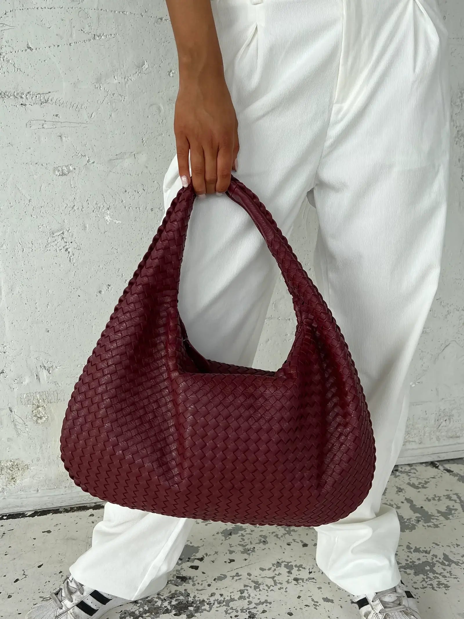 Elena Woven Leather Hobo Bag