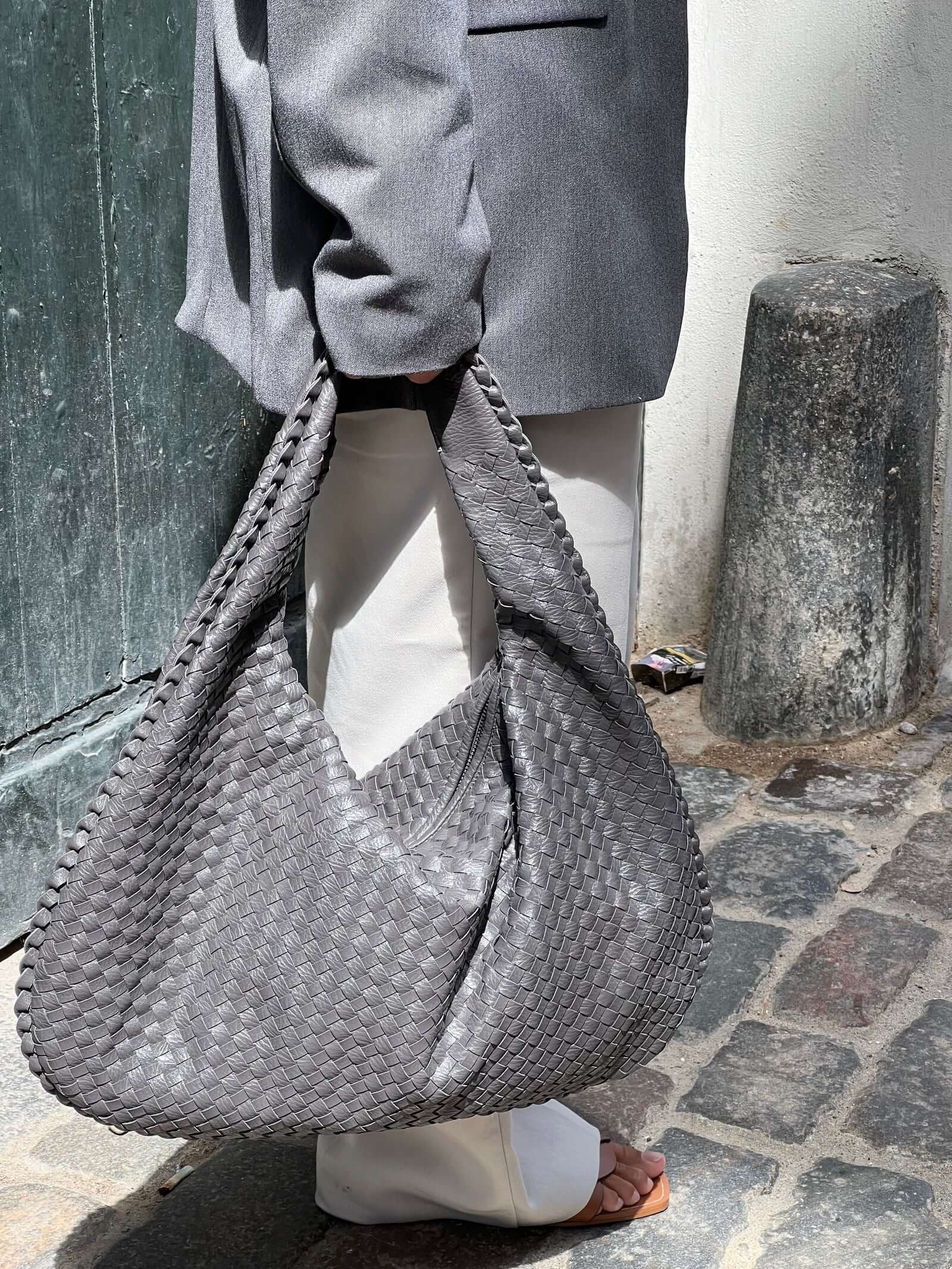 Elena Woven Leather Hobo Bag