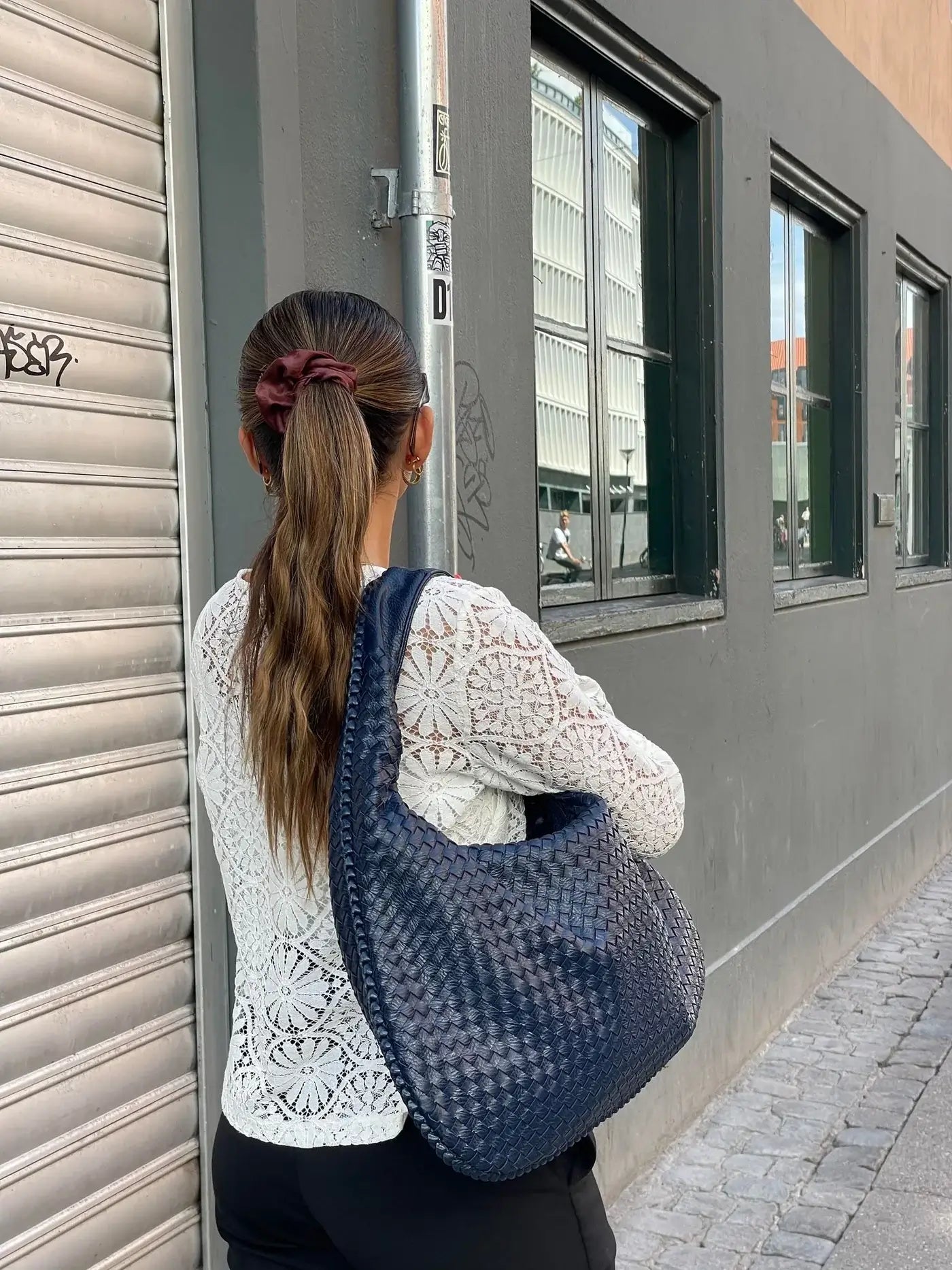 Elena Woven Leather Hobo Bag