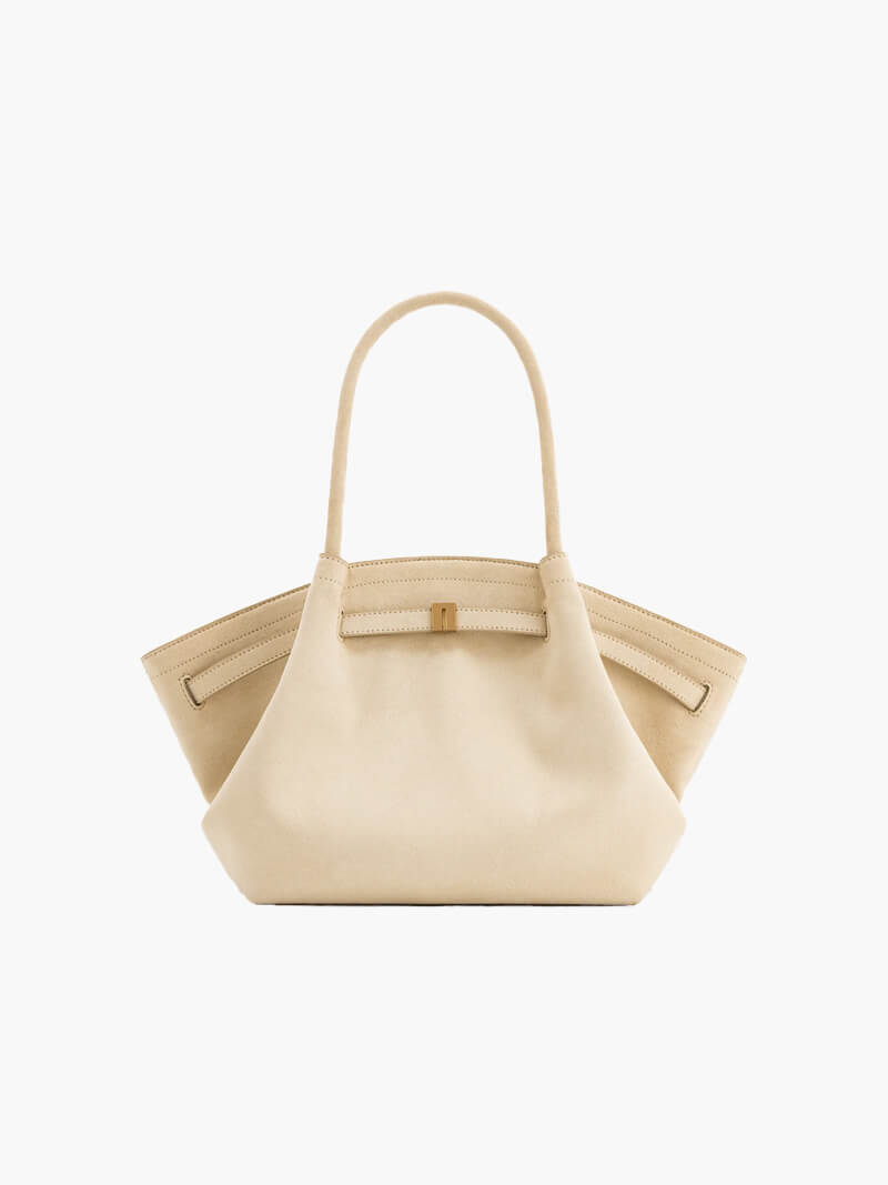 Elena Luxe Suede Geometric Handbag with Sleek Design