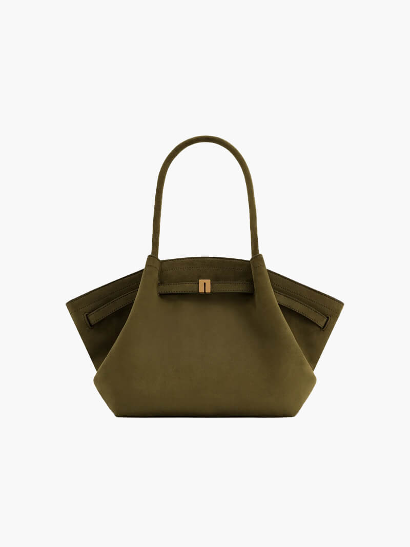 Elena Luxe Suede Geometric Handbag with Sleek Design