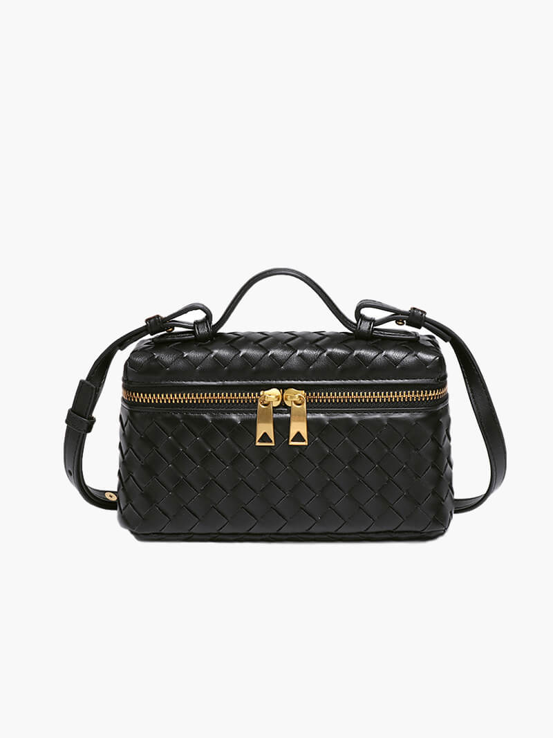 Valerie Luxe Woven Handbag with Gold Details