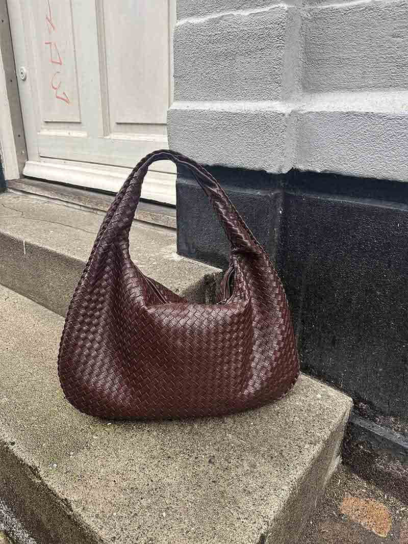 Elena Woven Leather Hobo Bag