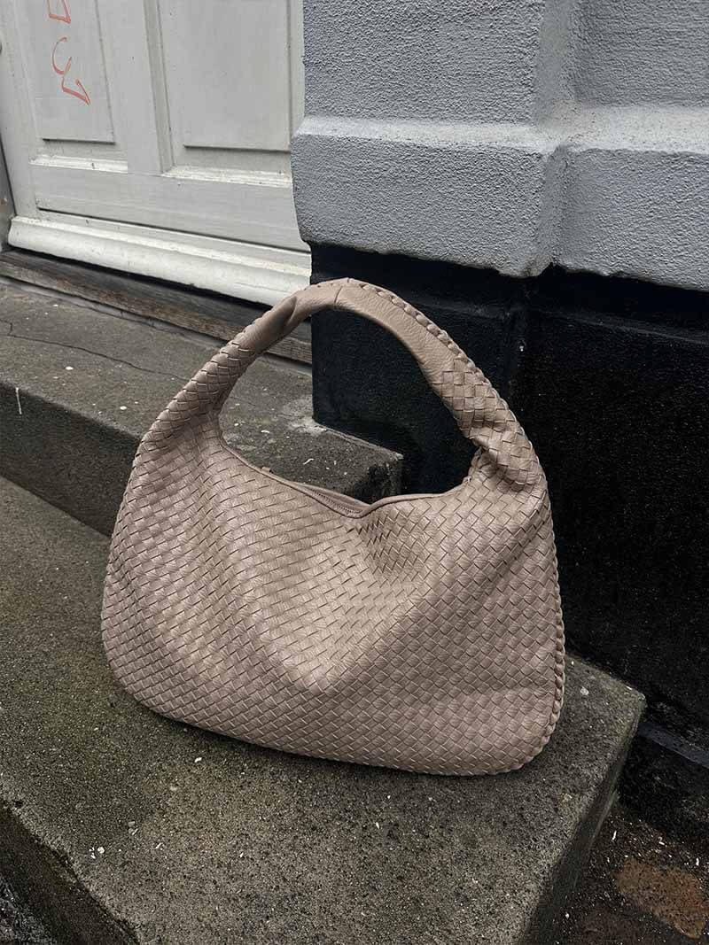 Elena Woven Leather Hobo Bag